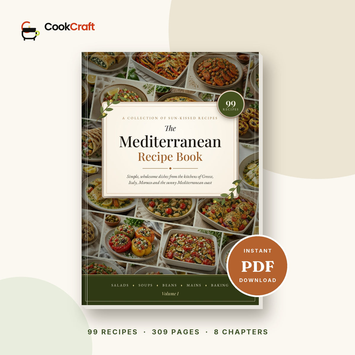 The Mediterranean Recipe Book, 99 Simple, Wholesome Recipes