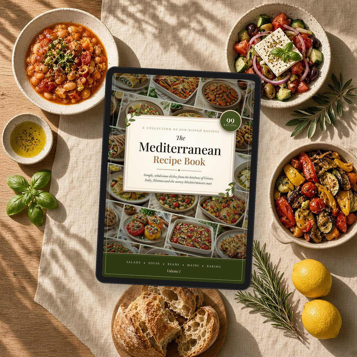 The Mediterranean Recipe Book, 99 Simple, Wholesome Recipes