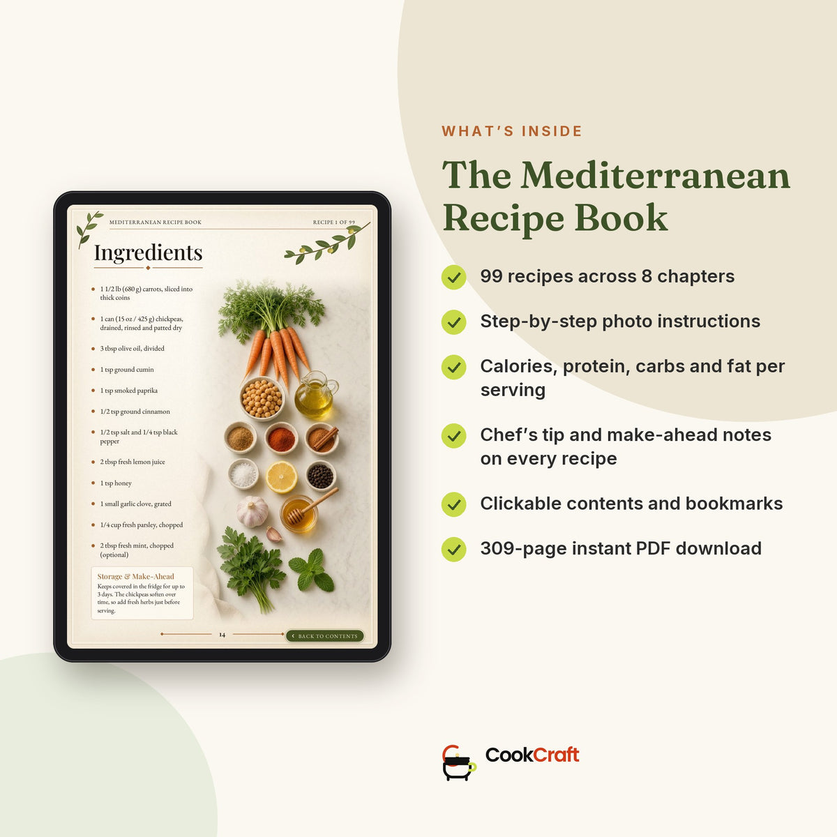 The Mediterranean Recipe Book, 99 Simple, Wholesome Recipes